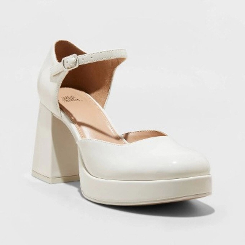 Wild Fable Women’s  Off-White Darcy Patent Platform Pumps Heels |Wild Fable In Lebanon