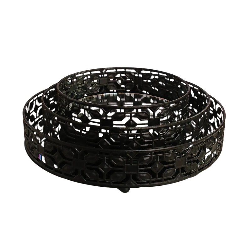 Hinox Metal & Mirror Serving Trays Set Of 3pcs | Hinox In Lebanon