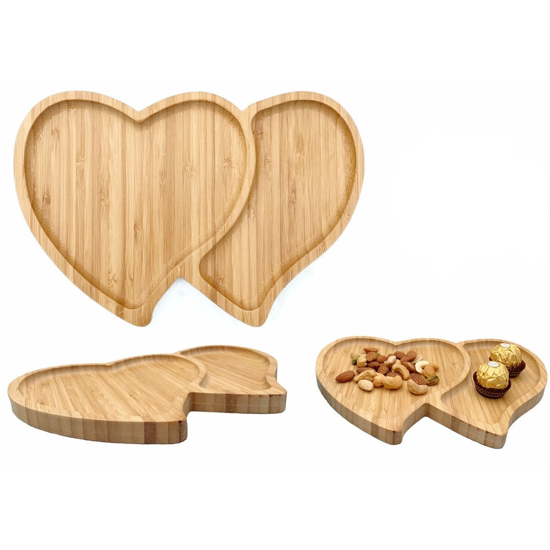 SD 2 Hearts Shape Wood Serving Plate | SD In Lebanon