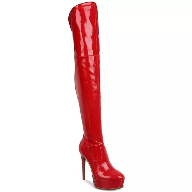 Thalia Sodi Women’s Red Leather High Heeled Long Boots | Thalia Sodi In Lebanon