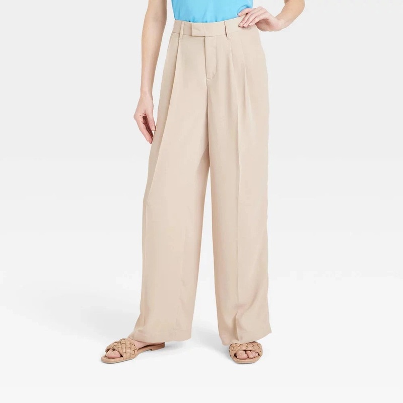 A New Day Women’s Tan High-Rise Wide Leg Fluid Pants |A New Day In Lebanon