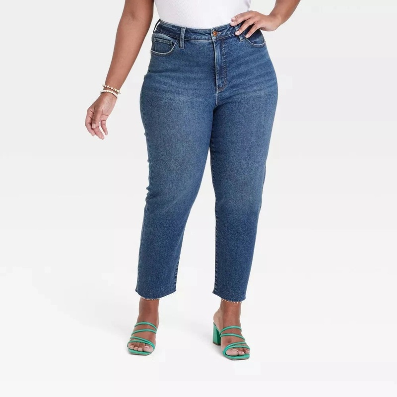 Ava & Viv Women’s Navy High-Rise Cropped Slim Straight Jeans  |Ava & Viv In Lebanon