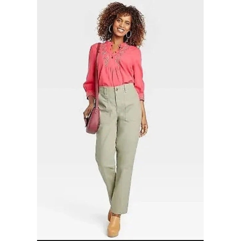 Knox Rose Women’s Green Restful Straight Leg Pants  | Knox Rose In Lebanon
