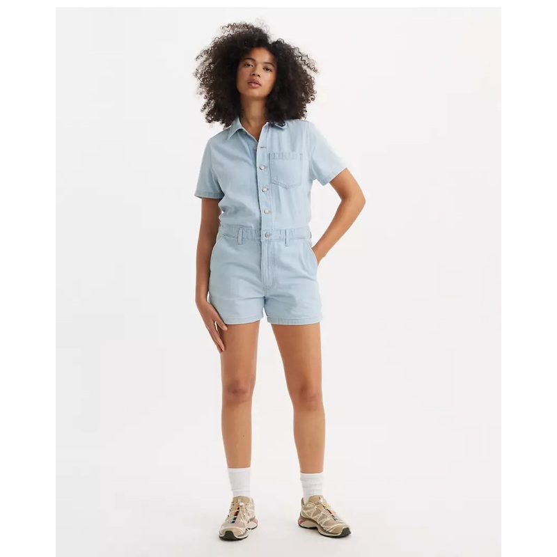 Levi’s Women’s Light Blue Short Sleeve Denim Heritage Romper |Levi’s In Lebanon