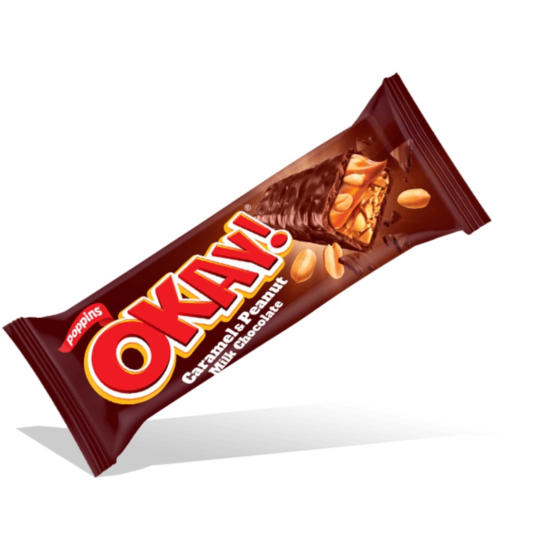 Poppins Okay! Caramel & Peanut Milk Chocolate Bar 25g | Poppins In Lebanon