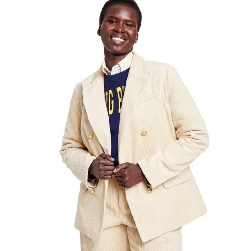 Rowing Blazers Women’s Beige Corduroy Double Breasted Blazer |Rowing Blazers In Lebanon