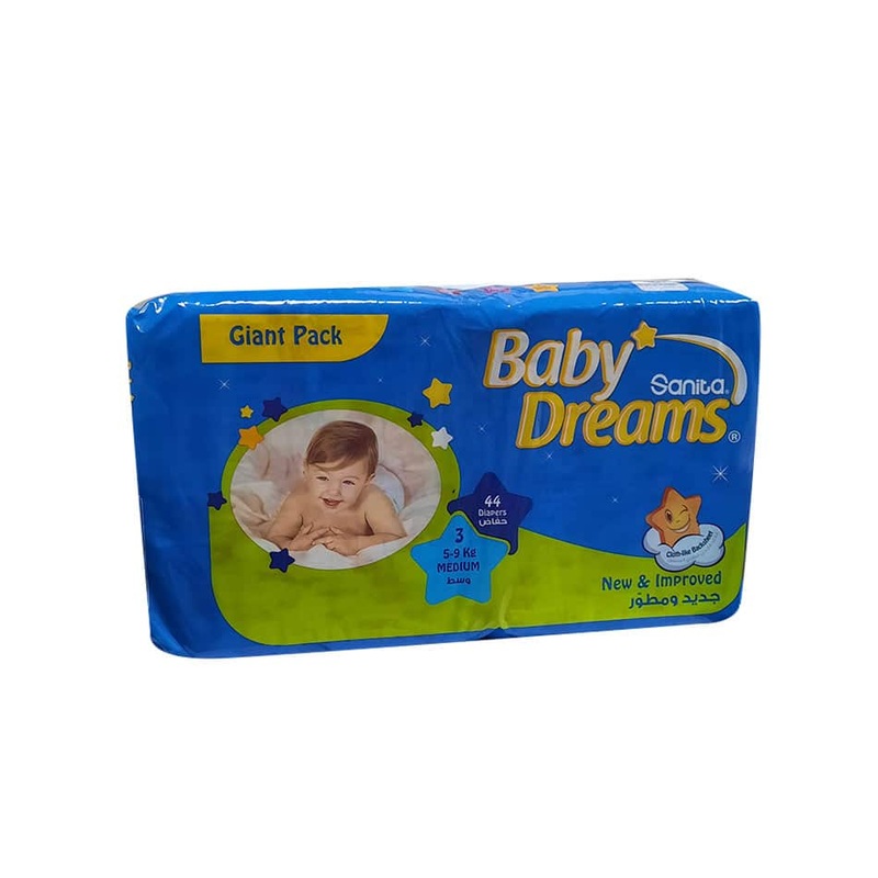 Sanita Baby Dreams Diapers Size 3 (5-9KG) Medium 44 Diapers (-10% Disc) | Sanita In Lebanon