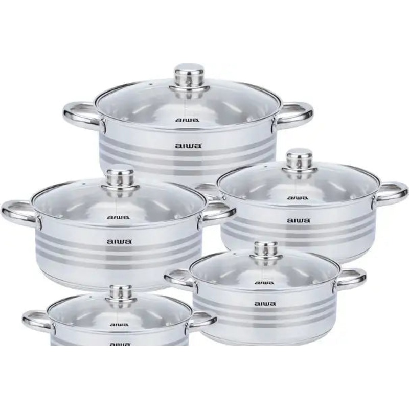Aiwa Japan Casserole Set With Glass Lid 10pcs LO-23129-Rfh | Aiwa In Lebanon