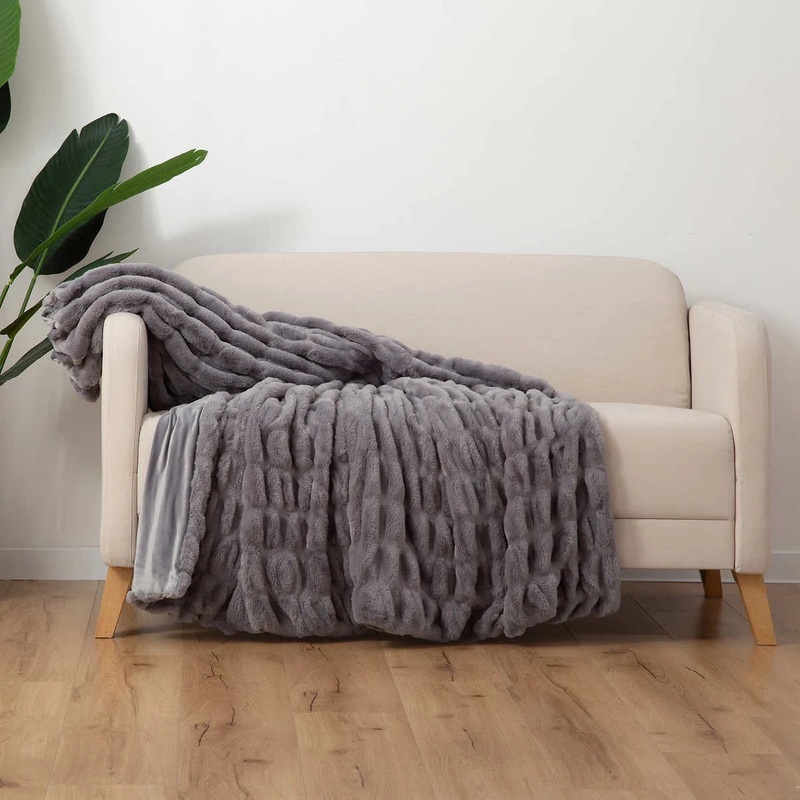 Berkshire Collection Faux Fur Plush Throw Blanket, 60×70, Gray |Berkshire Collection In Lebanon