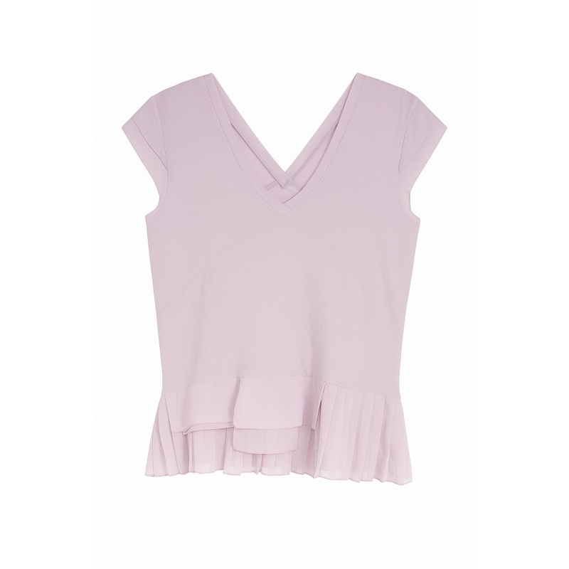 Mango Women’s Light Purple V-neck Cap Sleeve Blouse |Mango In Lebanon