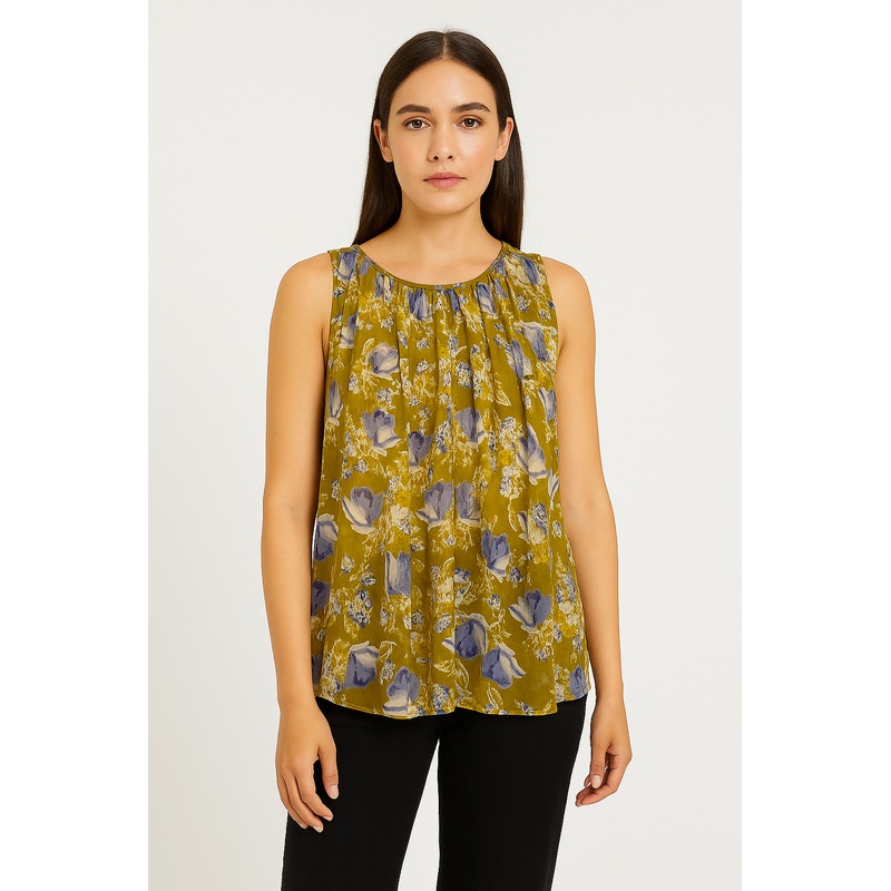 Mango Women’s Multicolor Floral Printed Sheer Sleeveless Blouse |Mango In Lebanon