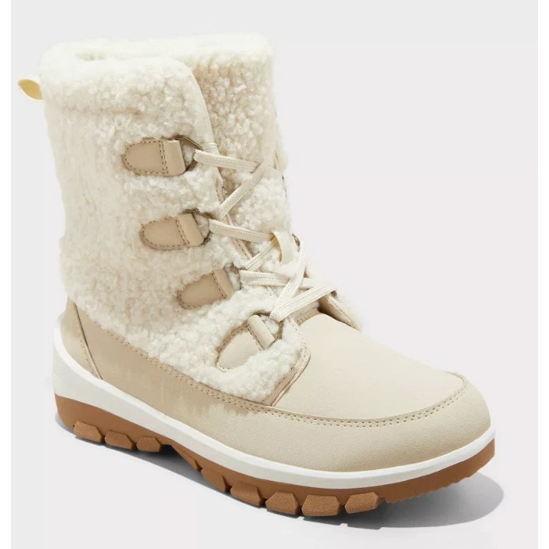 Universal Thread Women’s Light Beige Corie Shearling Hiker Winter Boots |Universal Thread In Lebanon