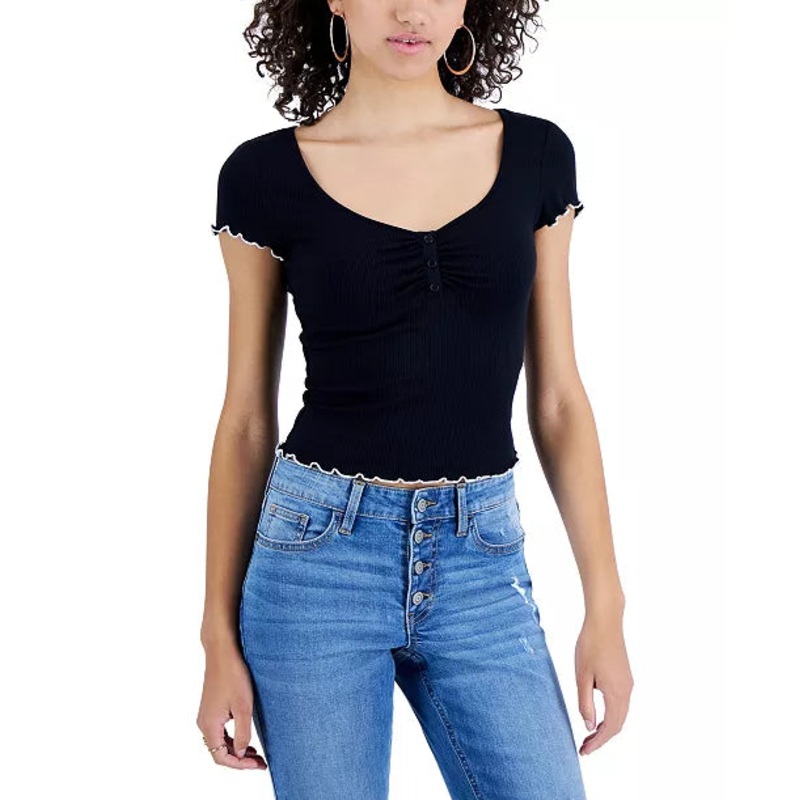 Crave Fame Women’s Black Short-Sleeve Blouse | Crave Fame In Lebanon