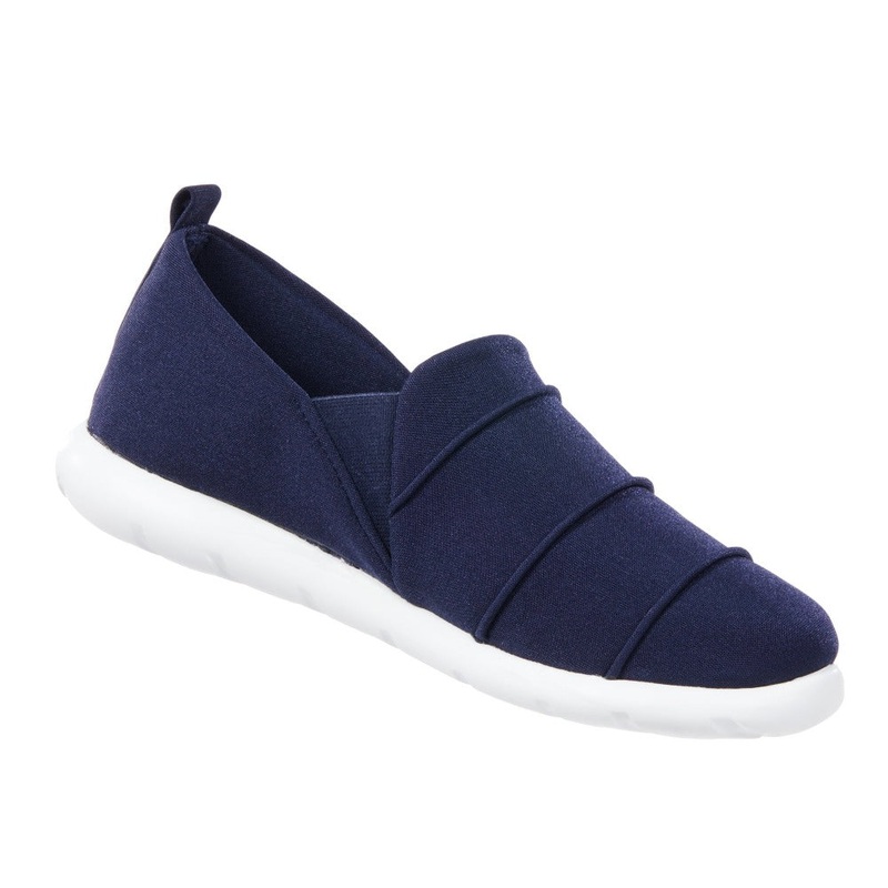 Isotoner Zenz Women’s Navy Serenity Stretch Satin Slip-On Slipper |Isotoner Zenz In Lebanon