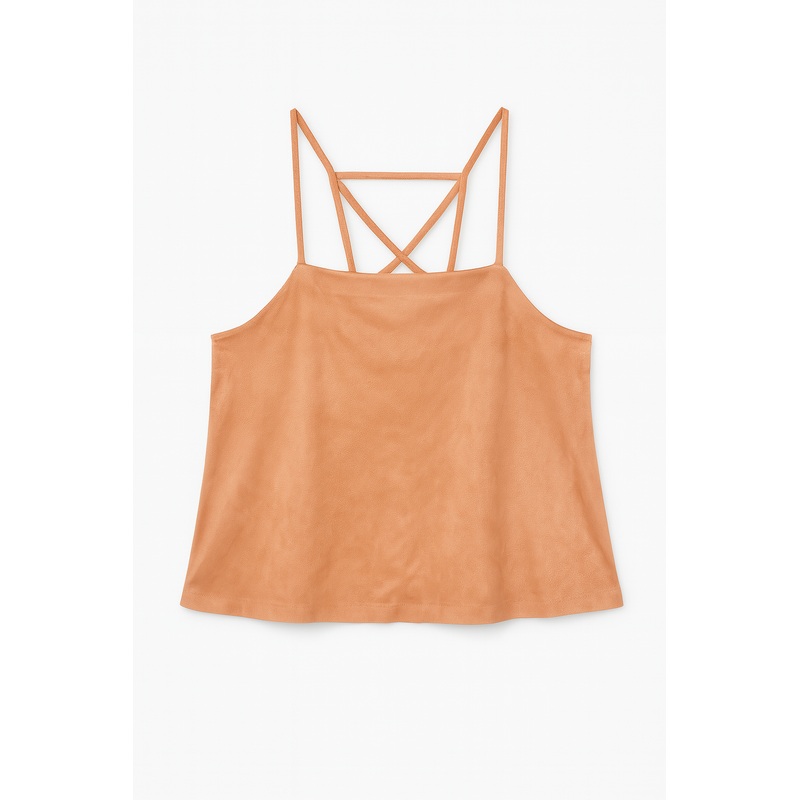 Mango Women’s Light Orange Sleeveless Cross-Back Blouse |Mango In Lebanon