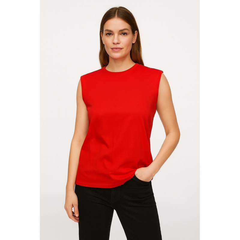 Mango Women’s Red Crew Neck Sleeveless Top  |Mango In Lebanon