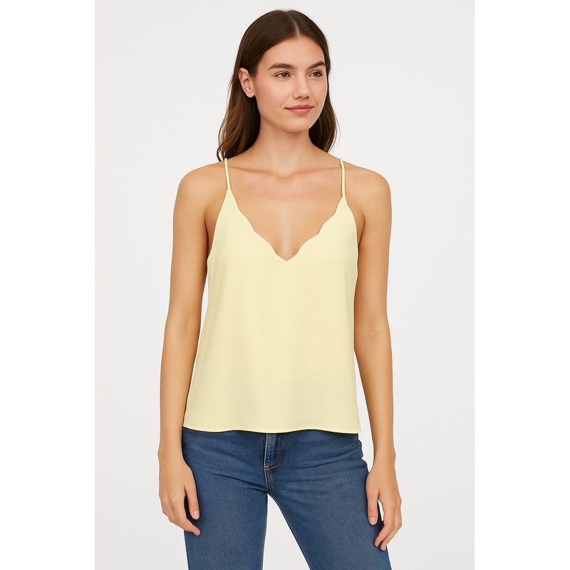 Mango Women’s Yellow V-Neck Spaghetti Straps Blouse |Mango In Lebanon