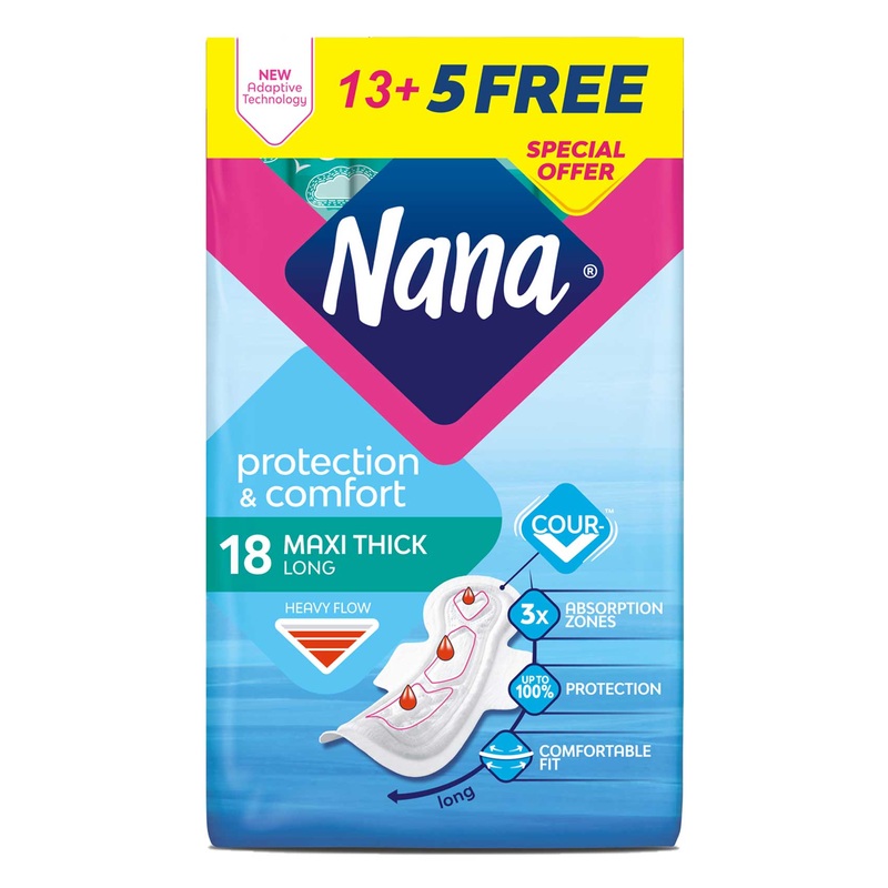 Nana Protection & Comfort Maxi Thick Long 13+5  | Nana In Lebanon