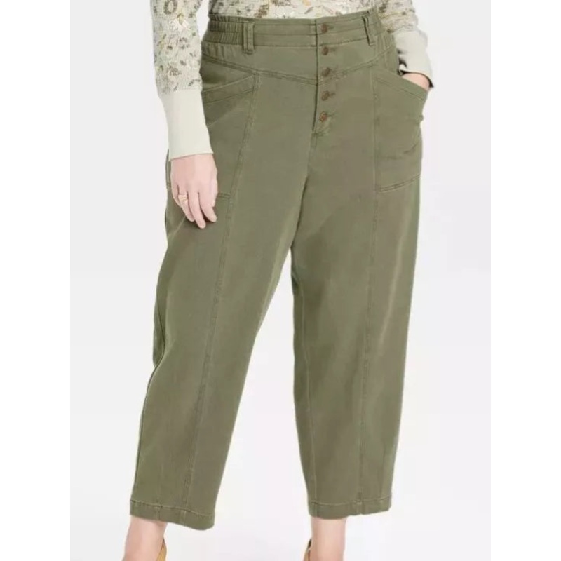 Knox Rose Women’s Khaki Green Mid-Rise Tapered Fit Pants |Knox Rose In Lebanon