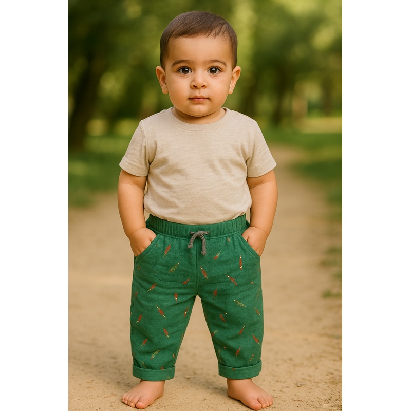 Mango Baby Boy’s Green Printed Sweatpant |Mango In Lebanon