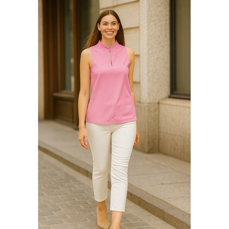 Mango Women’s Pink V Neck Sleeveless Blouse |Mango In Lebanon