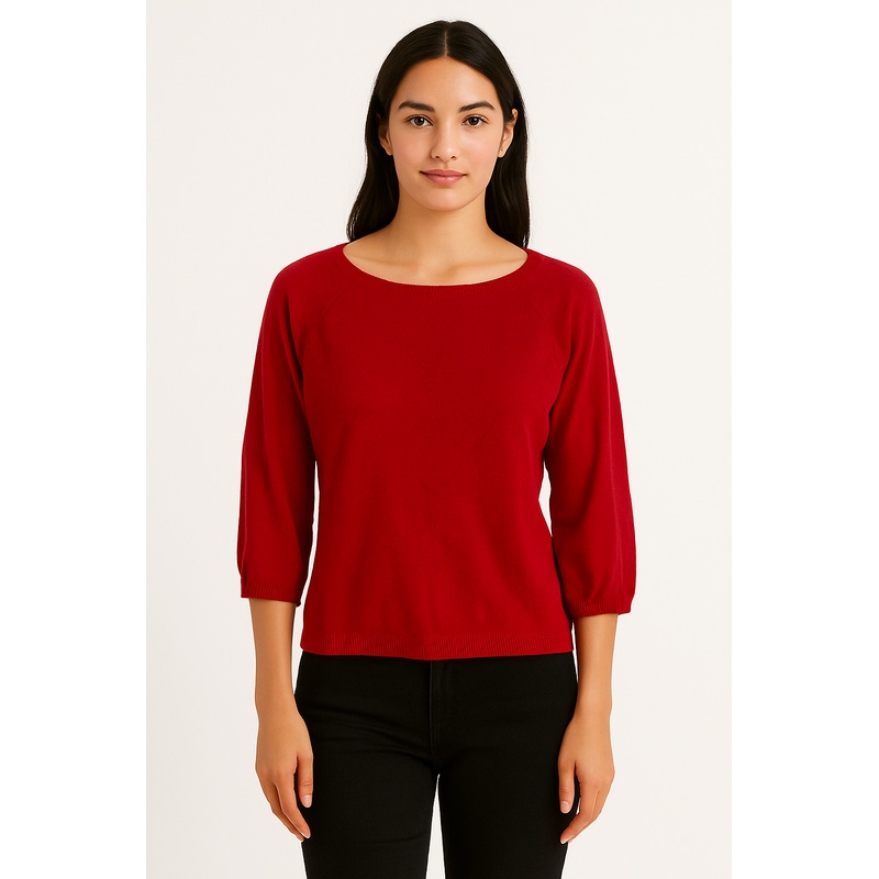 Mango Women’s Red Crew-Neck Knitted Blouse |Mango In Lebanon