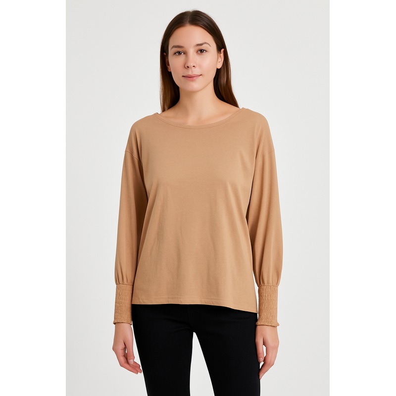 Mango Women’s Tan Long Sleeve Blouse | Mango In Lebanon