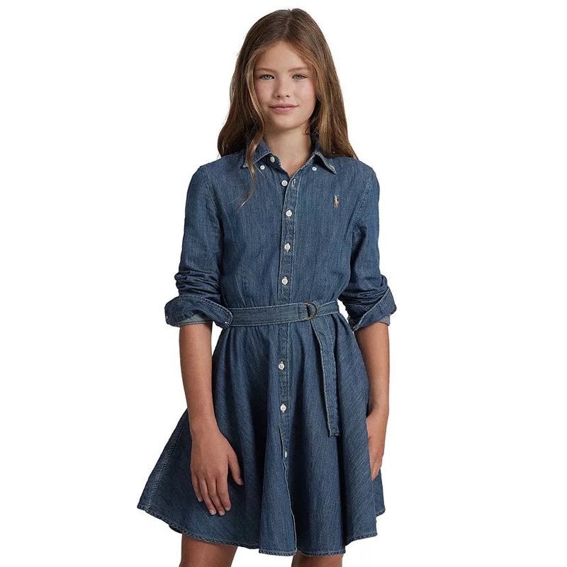Polo Ralph Lauren Girl’s Belted Denim Cotton Shirtdress |Polo Ralph Lauren In Lebanon