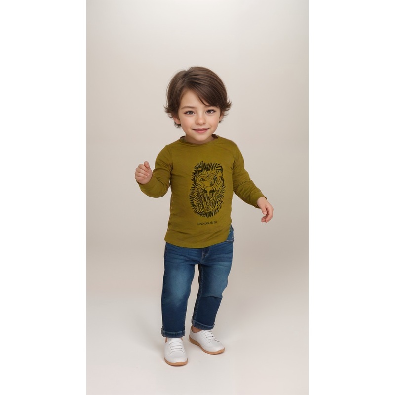 POMPdeLUX Baby Boy Mustard Long Sleeve Blouse | POMPdeLUX in Lebanon