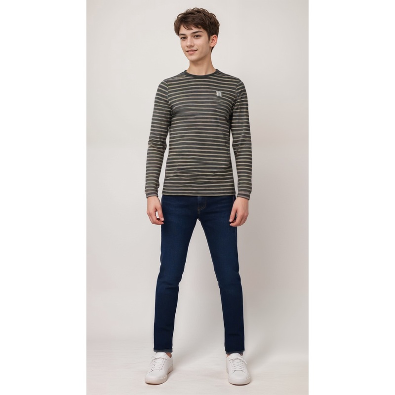 POMPdeLUX Boy’s Green/Beige Villads Long-Sleeve T-Shirt |POMPdeLUX in Lebanon