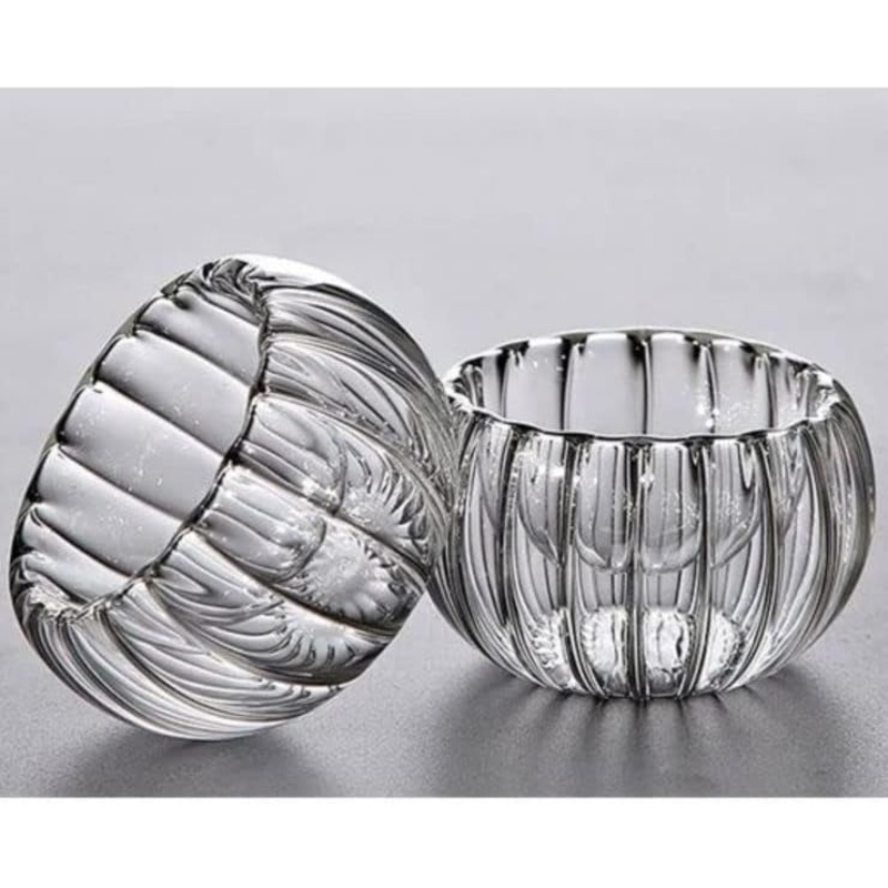 SD Transparent Glass Double Wall Small Serving Bowl Set 4pcs / A-70
