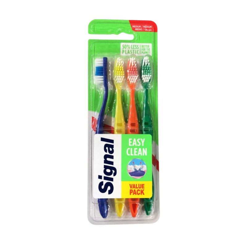 Signal Easy Clean Medium Toothbrush  Value Pack X4
