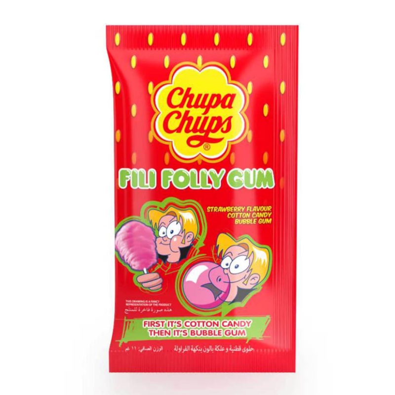 Chupa Chups Fili Folly Cotton Candy Gum Strawberry Flavor 11g | Chupa Chups In Lebanon