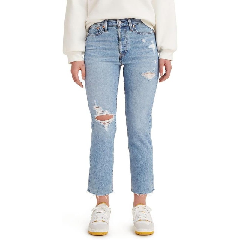 Levi’s Women’s Blue Ripped Straight Fit Wedge Jeans |Levi’s In Lebanon