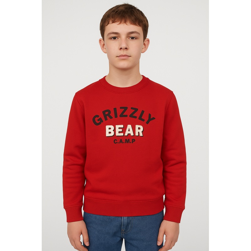 Mango Boy’s Red Grizzly Bear Long-Sleeve Blouse |Mango In Lebanon