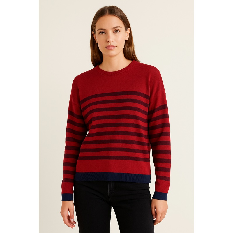 Mango Women’s Burgundy Striped Sweatshirt |Mango In Lebanon