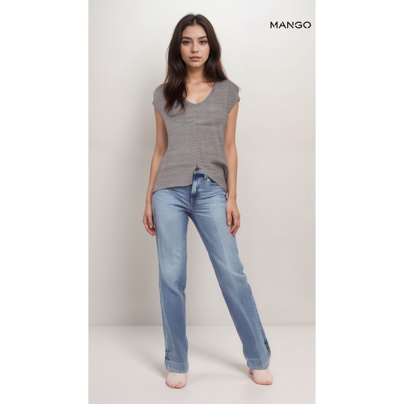 Mango Women’s Grey Short-Sleeve T-Shirt| Mango in Lebanon