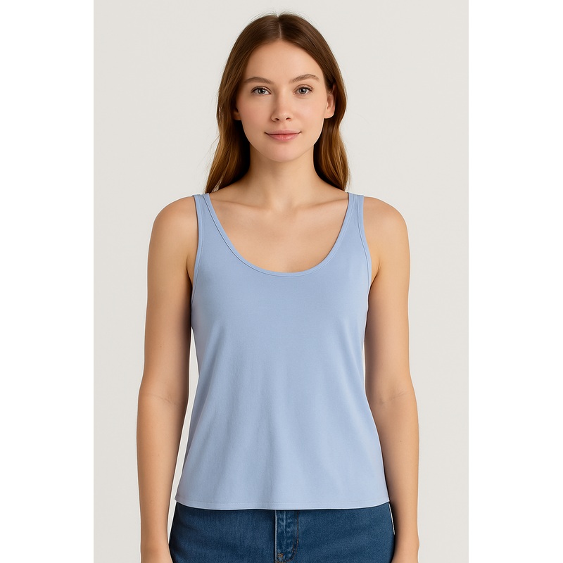 Mango Women’s Light Blue Scoop-Neck Tank Top |Mango In Lebanon