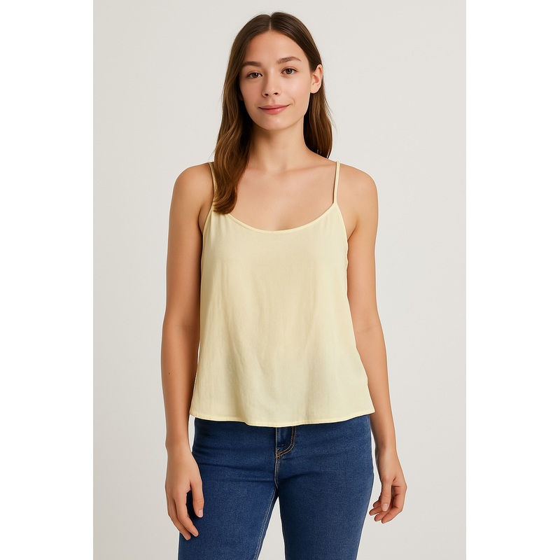 Mango Women’s Light Yellow Sleeveless Blouse |Mango In Lebanon