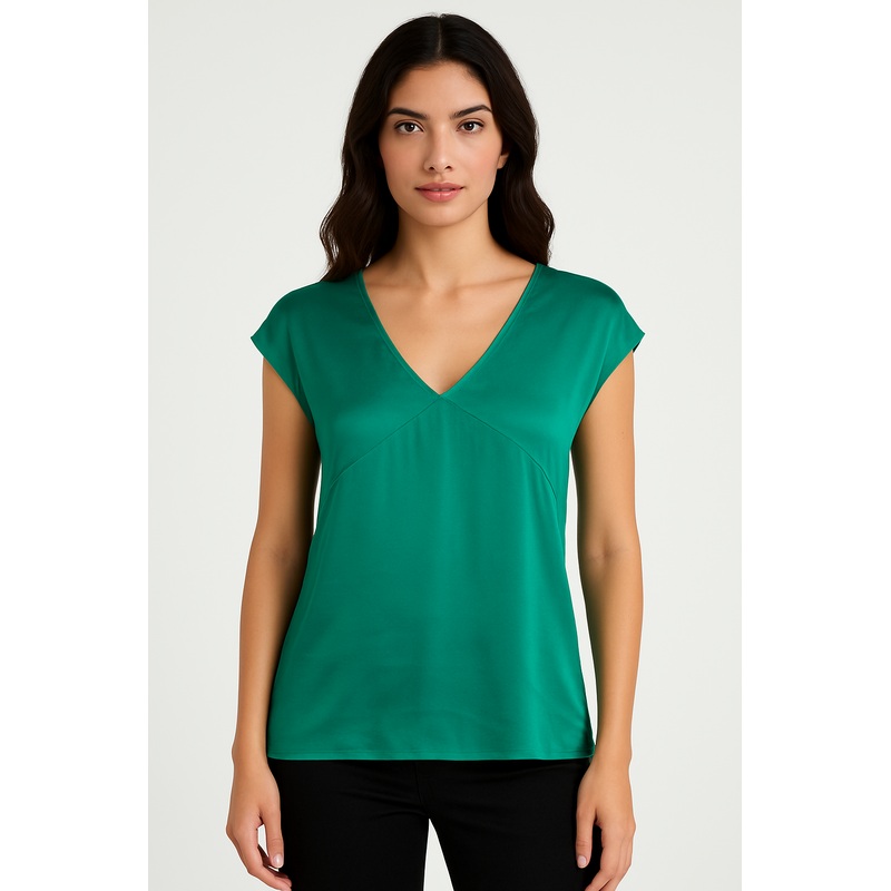 Mango Women’s Pine Green Mixed Media Sleeveless Blouse |Mango In Lebanon