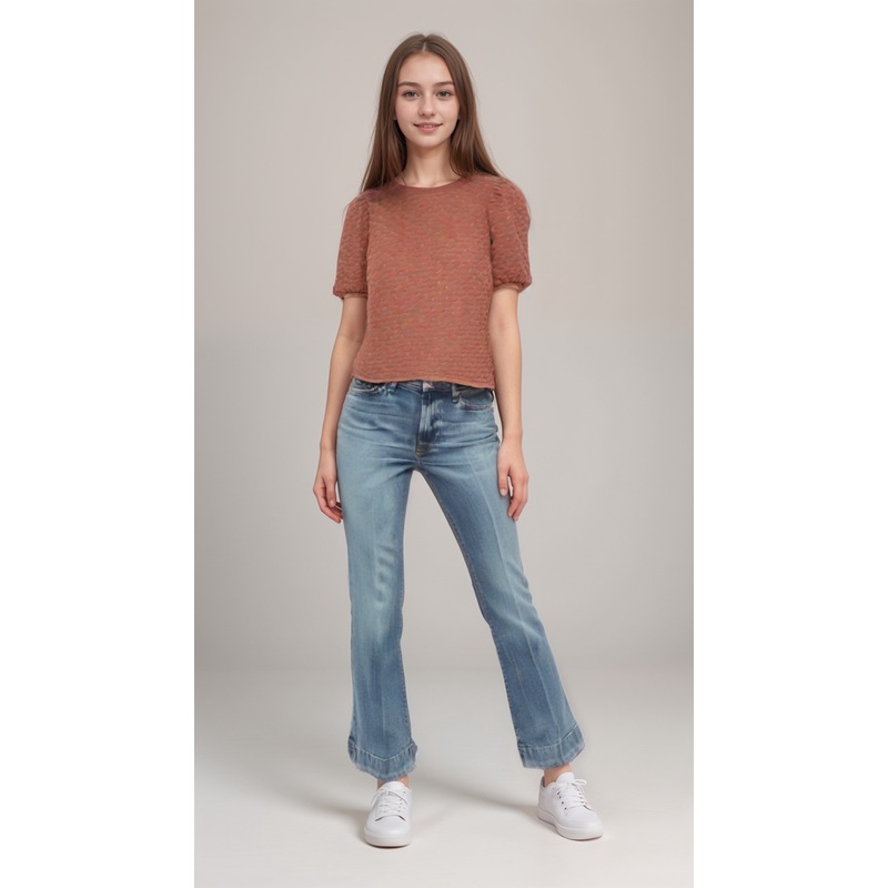 POMPdeLUX Girl’s Brick Puff-Sleeve Blouse | POMPdeLUX in Lebanon
