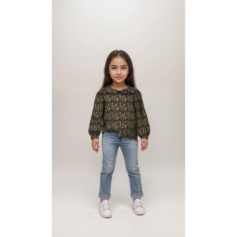 POMPdeLUX Girl’s Multicolor Rita Long Sleeve  Blouse | POMPdeLUX in Lebanon
