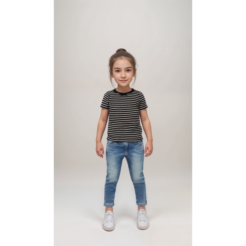 POMPdeLUX Girl’s Navy Stiped Short-Sleeve T-shirt | POMPdeLUX in Lebanon
