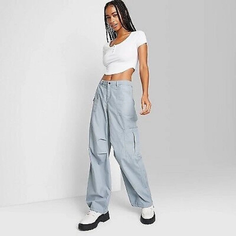 Wild Fable Women’s Blue Mid-Rise Parachute Pants | Wild Fable In Lebanon