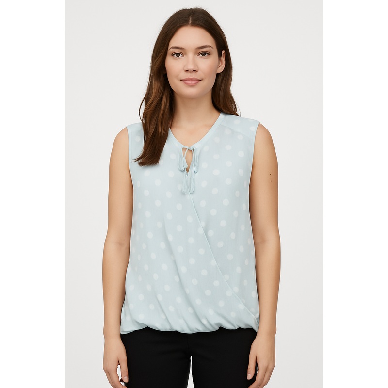 Mango Women’s Light Blue Polka Dot Sleeveless Blouse |Mango In Lebanon