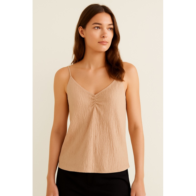 Mango Women’s Light Pink V Neck Sleeveless Blouse |Mango In Lebanon