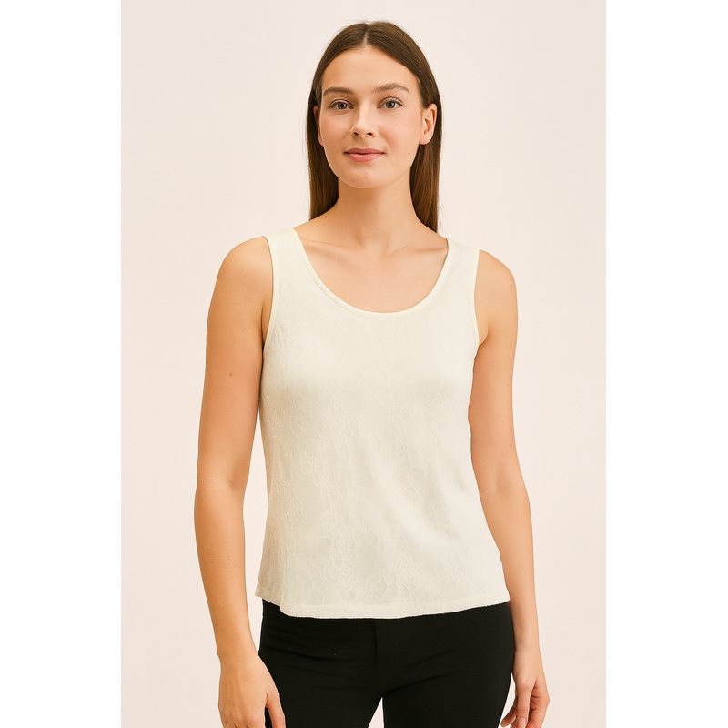 Mango Women’s Off White Lace Tank Top |Mango In Lebanon