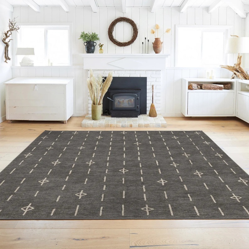 Ruggable Dark Gray Flat Woven Washable Area Alina Rug 2.4m x 3m |Ruggable In Lebanon