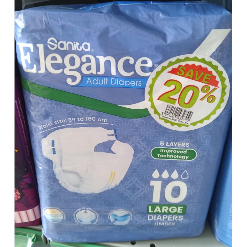 Sanita Elegance Adult Diapers Large 10 (Save 20%) | Sanita In Lebanon