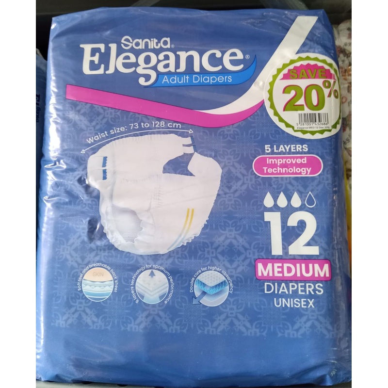 Sanita Elegance Adult Diapers Medium 12 (Save 20%) | Sanita In Lebanon